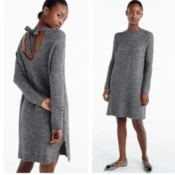 J. Crew Dresses & Skirts - J. Crew | Sweater Dress Gray Open Back Long Sleeve Wool Alpaca Blend Size M